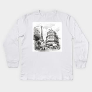 Paris Drawing Kids Long Sleeve T-Shirt